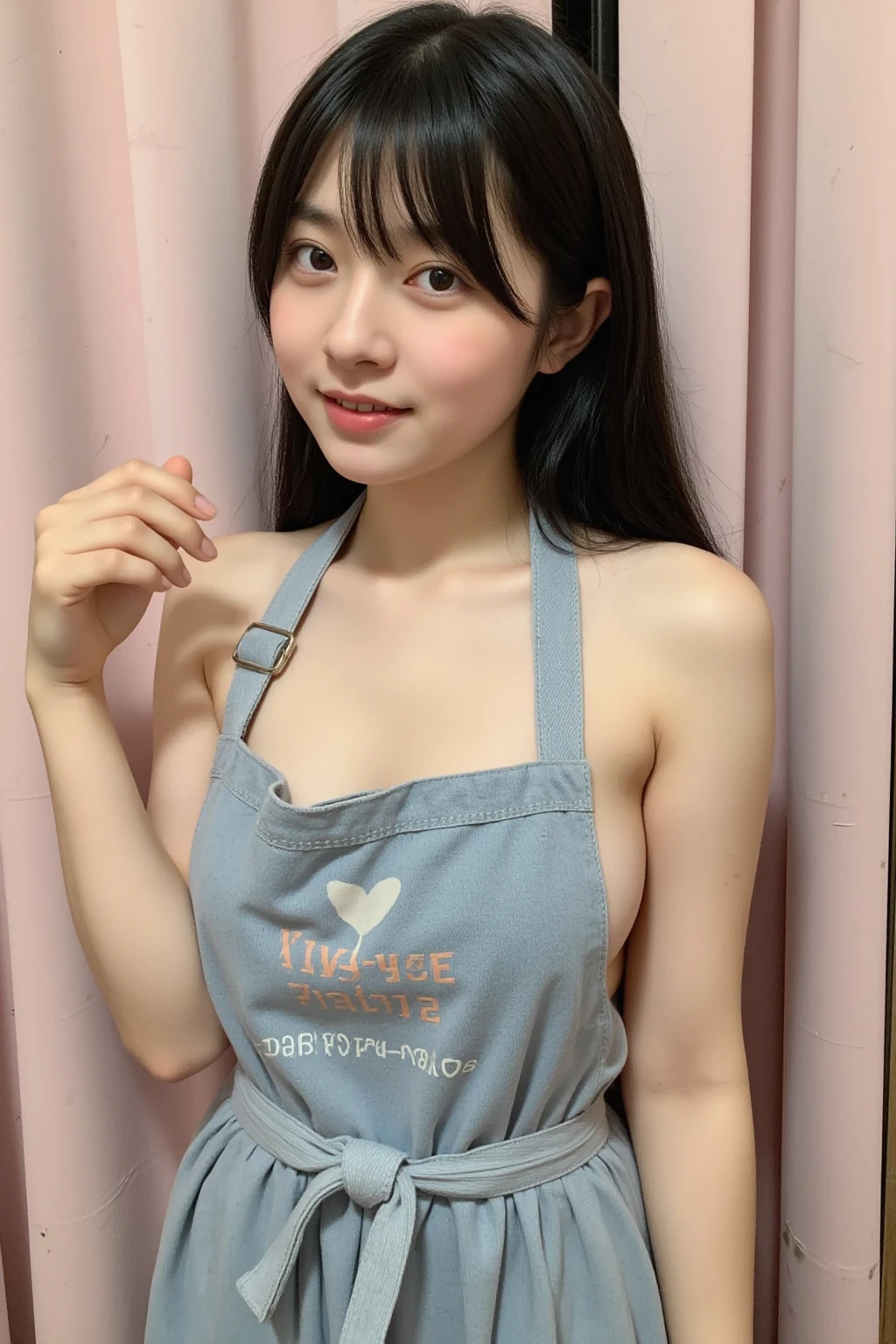 a woman is cooking、(kitchin_Apron:1.Wear 3)、Good Hand、4K、hight resolution、​masterpiece、top-quality、Cap:1.3、((Hasselblad photo))、Fine skin、foco nítido、(lighting like a movie)、Soft lighting、dynamic ungle、[:(详细的脸:1.2):0.2]、Medium chest、sweats streamed skin:1.2、(((In the kitchen))) Cute smile　Viewer's Perspective　Colossal tits　Tying hair　Sleeveless　Put out your upper arm　Shoulders are sticking out　Cleanliness　Large kitchen　Beautiful kitchen　wine glasses　Show ears
