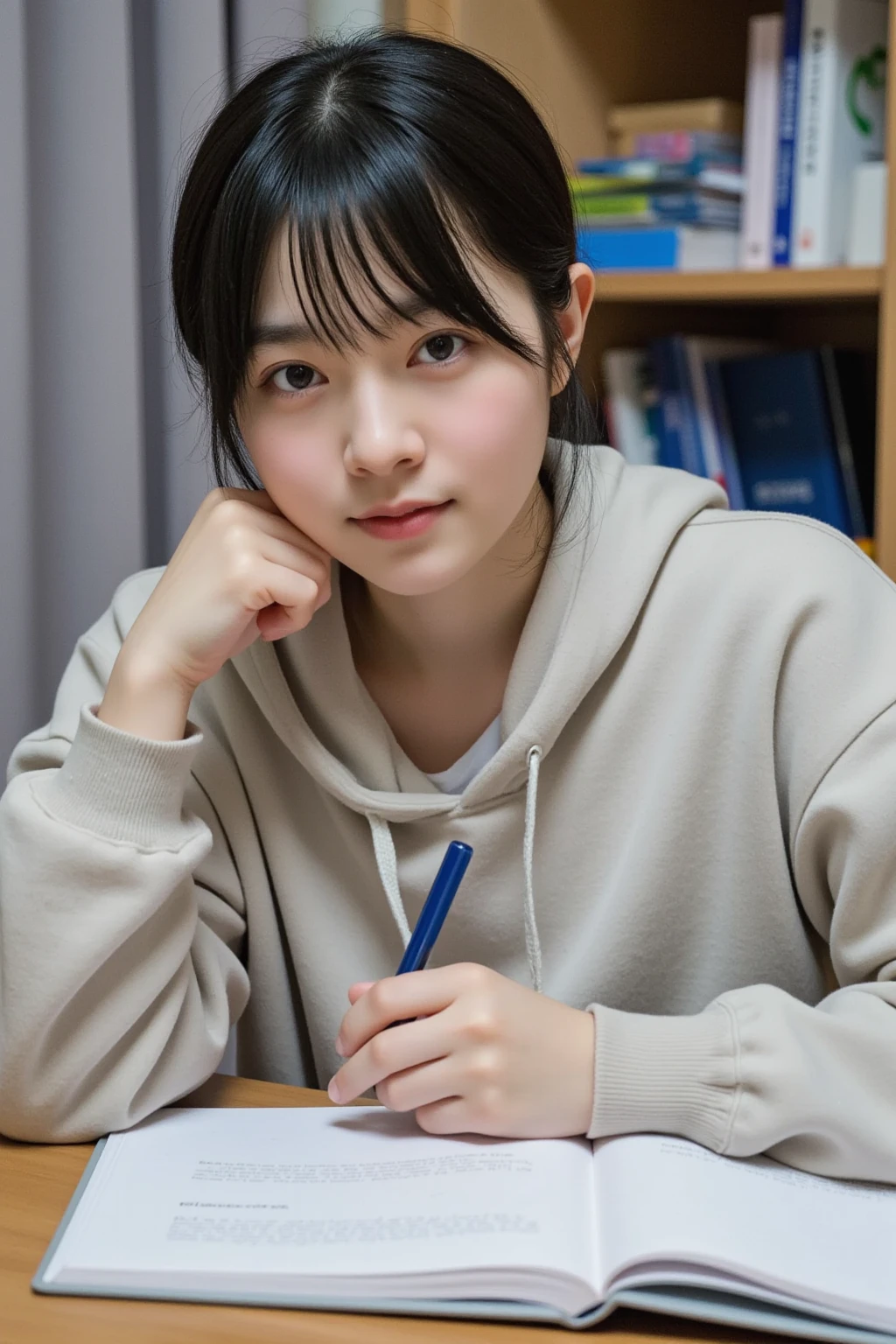 two kids, During class, school, one boy one girl, Desk, note, writing, sitting, high detailed real face, smile, beautiful skin, high detailed skin, beautiful eyes, high detailed finger, high detailed hand, masterpiece,