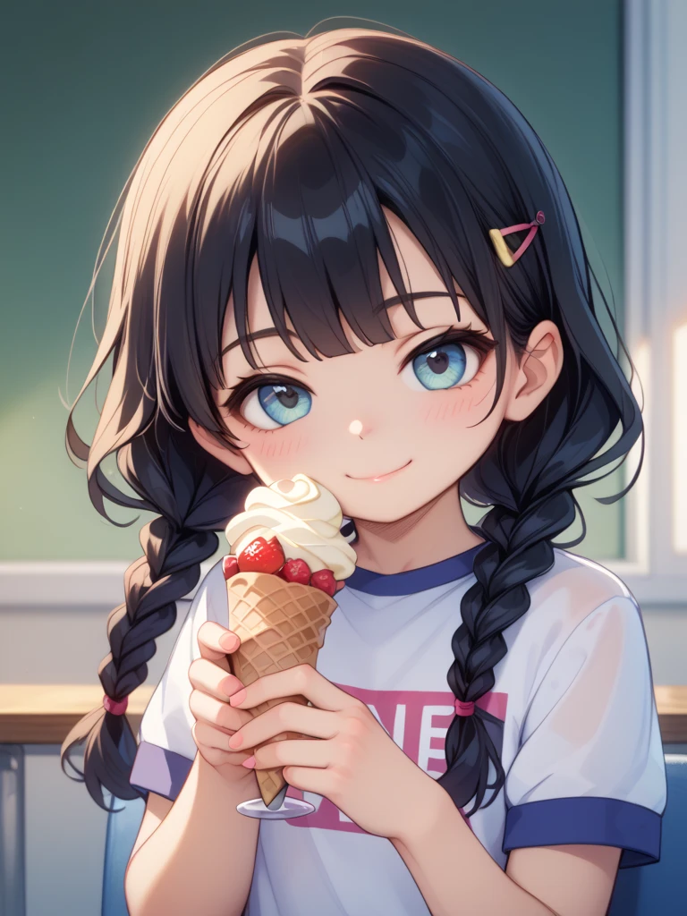 Highest quality、High resolution、Detailed Background、(Beautiful face in every detail:1.4)、Anatomically correct、Normal number of fingers、(Detailed eyes:1.2)、age Girl、Highly detailed face、cute hair color、Braided bob cut、Braided Ponytail、Cute gestures、Cowboy Shot、
Hot summer day、My daughter has a red ice cream in her hand、Pop it into your mouth、Love the sweet and sour taste、
Make a squelching sound、Desperately licking to eat quickly、
Don't melt in a hurry、The sight of people stuffing their cheeks with each bite、Occasionally sticking out his tongue、Lick the rest of the ice cream、
With big eyes showing joy、I still want to eat more、
Ice creams arranged on top of ice packs、They look like they're happily wondering which color to choose next.、
Just seeing your smile makes me happy、The sight of him eating with fascination、cute