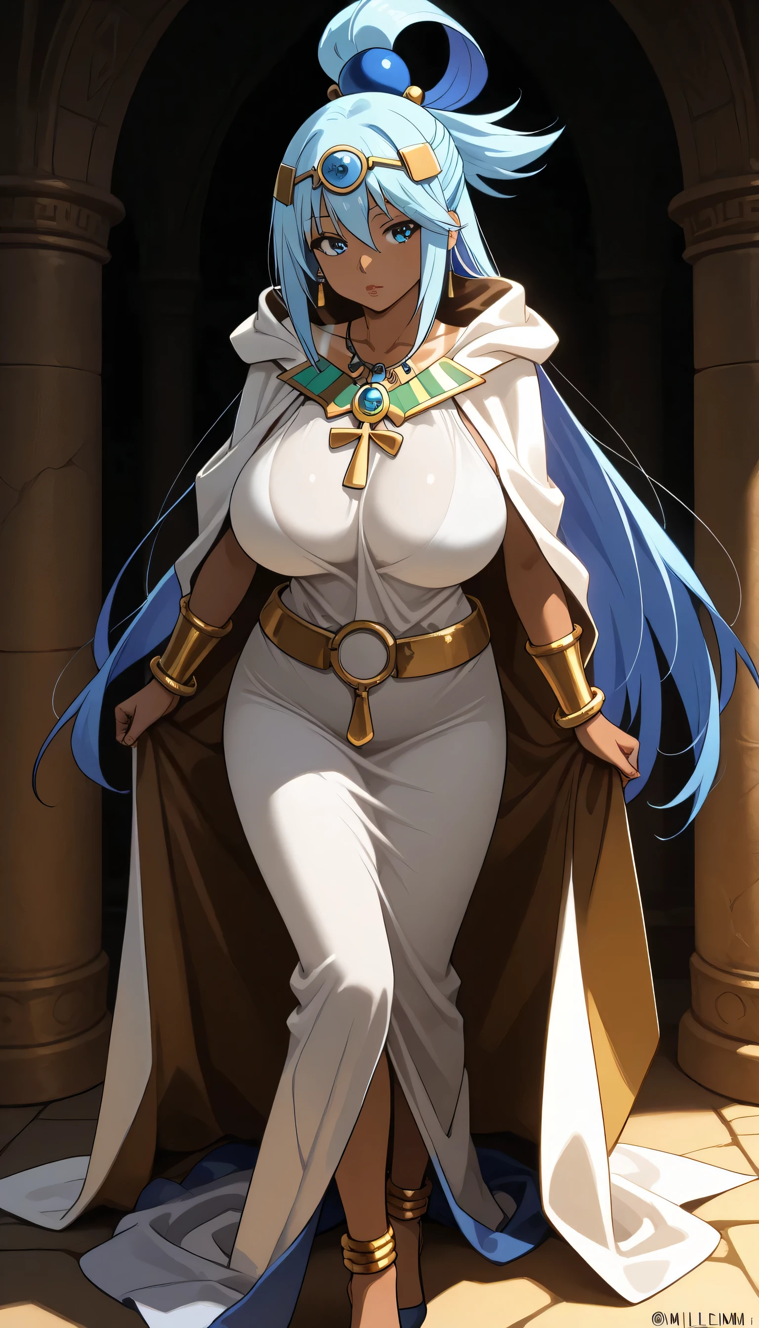 (masterpiece, highest quality, Super detailed, intricate details),((perfection woman figure)), (detailed and beautiful eyes, Super detailed, intricate details,perfection_face,perfection_hand),
1 girl, woman,Tough body,((alone:1.5)),full body ,software, :p, Eyeshadow Primer,
curly hair:1.2, let my hair down, hair censorship, gray hair,
(leaning against a marble pillar, she holds the book close to her heart, Her expression was calm,)
Panty shot, Compression sleeve, Marking magical time、A timeless floating clock tower. background, Clamshell lighting with two softboxes (Clamshell Setup).,
chest
Space Exploration Movie Style, cloudy, purple eyes, black hair, cleavage, jewelry, long hair, chest, black skin, hood, necklace, huge chest, dark-skinned woman, hand on hip, cloak, Egyptian, Egyptian clothes, eye of horus;, ishizudef __**/Mecha//シャーピーMecha__,