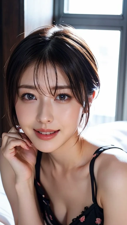 Ultra-realistic、High resolution、High resolution8Kフォトリアリスティック画像。Scenes of Japanese sisters who look completely different。My sister is big, Beautiful Face, Long black hair.、Kind eyes、Elegant swimsuit。my sister is short、Has short brown hair.、Lively expressions、She has a baby face and big breasts、Wearing a sexy bikini.。The background is the poolside of a resort hotel with warm natural light streaming in.。Both facial details are clearly visible.、If so、everyone'Individuality。Create photo book-like page layouts。Expressing detailed human skin texture:1.34