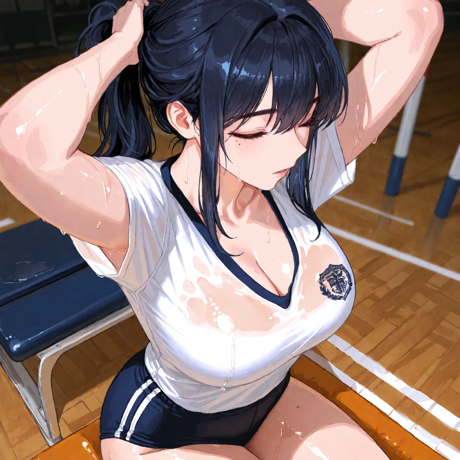 (NSFW:1.6)、(Very small girl rides guy perfectly:1.5)、(またがるな女の子:1.3)、(Petite:1.5)、(Big Breasts:2)、(eyes half closed:1.3)、(despair:1.9)、(Grin:1.2)、(tears:1.3)、(The body shakes violently)、8K resolution、 ((Highest quality))、Anatomically correct、(Gym suit:1.9)、(Jersey:1.5)、((Hasselblad Photos))、[:(Detailed face:1.2):0.2]、(heavy rain:1.5)、(Sweaty:1.6)、(Squat:1.4)、(Intense sex:1.9)、(Thick penis:1.9)、(Dripping a lot of semen from the vagina:1.6)、(Groping the chest:1.6)、(Several middle-aged men)、(Spread your arms wide:1.8)、(Front view:1.6)、(Braiding hair:1.5)、(Loss of strength from the body:1.3)、(呻吟)、(ejaculation)、(Thin limbs:1.3)、(Lying on your back:1.6)、(Fixing the body on the floor:1.3)、(commit)、(pregnancy)