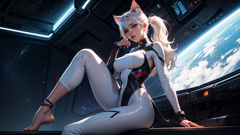 a cat girl wearing a latex space suit in a space ship in space, science fiction, 16K, Award Winning, Best Quality, High Quality, Highres, Masterpiece, Super Detail, Photography Style, Photorealism Style, Hyperrealism Style, Hyper maximalist, embedding:Positive\epiCPhoto,