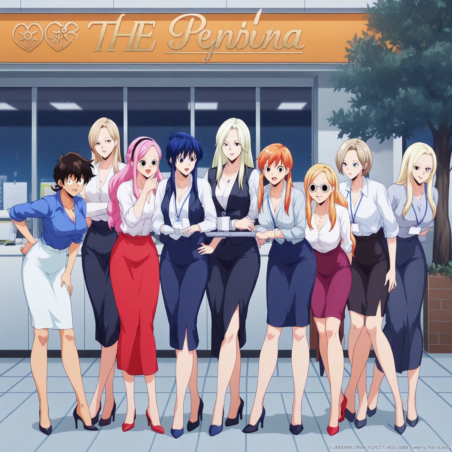 （（super high quality,Ultra-high resolution,16K,super masterpiece,Ultra HD ,Detailed shading,））Park at night,（（３People Women,Sexy older sisters））,Cleavage,Yellow jumpsuit,White belt at waist,popped Tight collar,smile,blush,Sweaty,holding a microphone in his hand,A small amount of drooling,