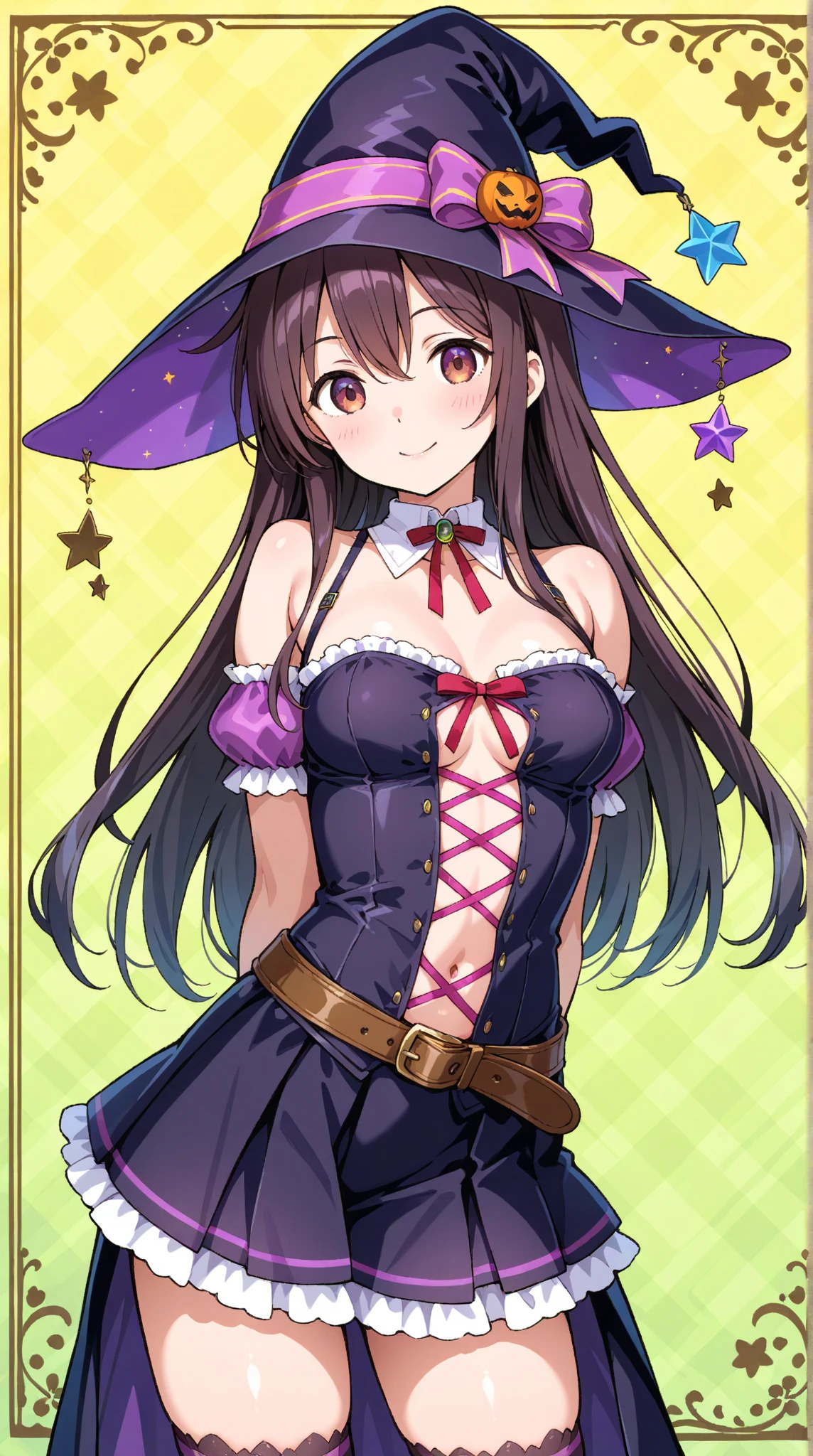 (nsfw:1.2), (sweep tosho:1.8), (masterpiece:1.3), (ultra detailed:1.2), (1girl:1.8), (bed room:1.5), (cowboy shot:1.3), (smug face:1.2), (blush:1.6), (small breast:1.5), (face detailed, body detailed:1.6), (witch clothes:1.5), (sweat:1.2), (clothes detailed:1.8), (nipple detailed, hip detailed:1.3), (looking at viewer:1.4), (squatting, spread legs, arms behind head:1.4), (bare nipple:1.3),
