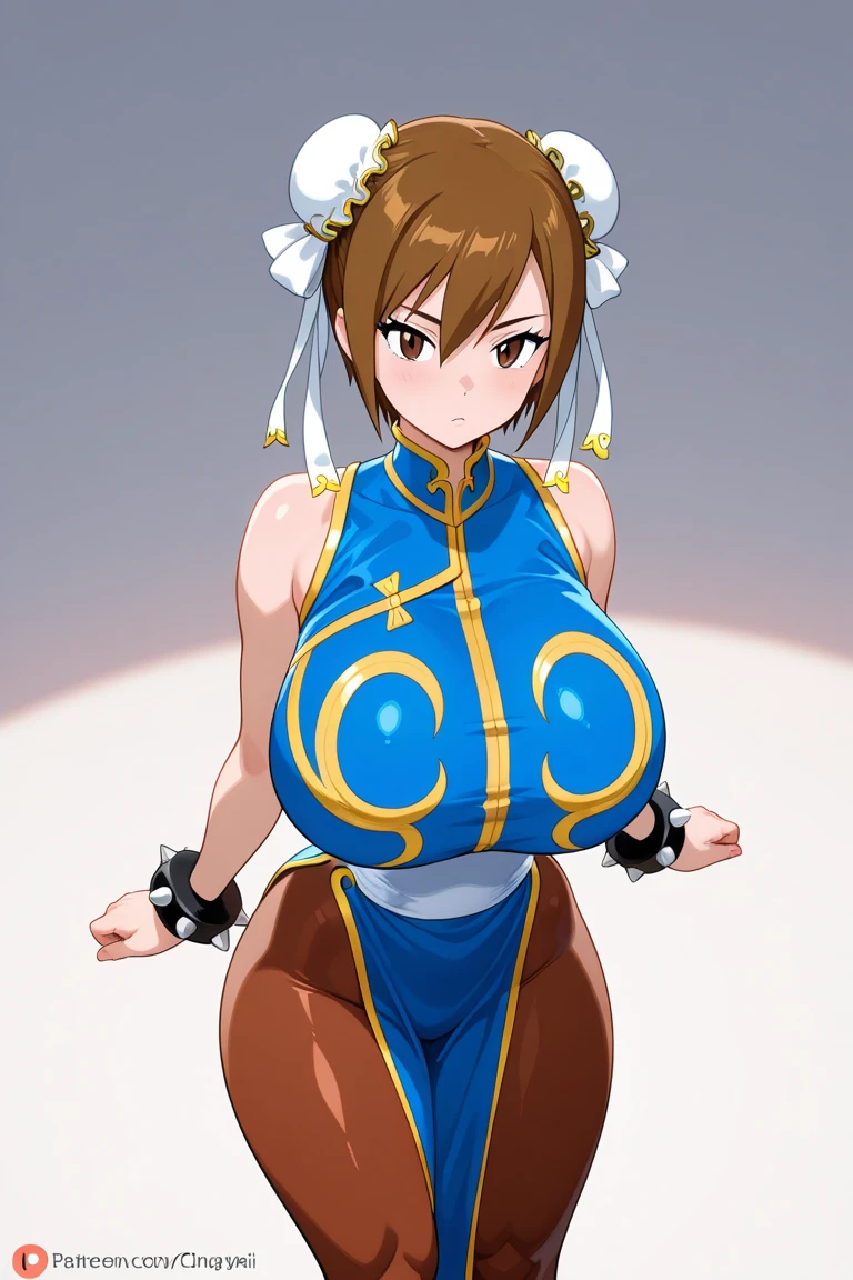 Chun li, tetas grandes sin ropa, nalgas hanchas, fotorrealista