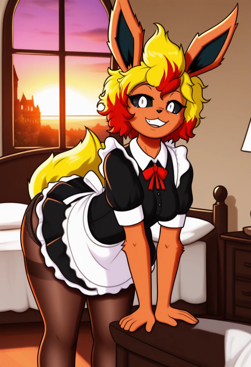 upskirt, duo focus, equestria girls, blushing, sunset shimmer, bra, underwear, grin, evil smile, erection, smiling, butt, clothes, maid, black panties, underwear, sunbutt, show accurate, vector, male pov, tenting, crotch big bulge, big erection in pants, offscreen male character