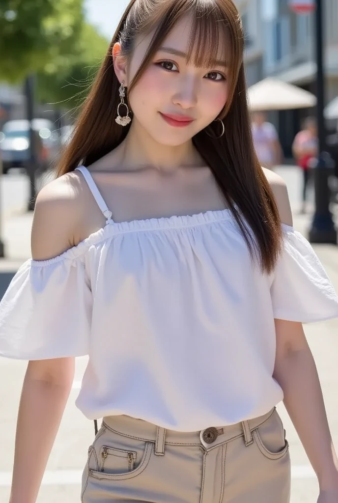 solo , 1girl , Thai girl , dress hip hop styes , mid breast ,