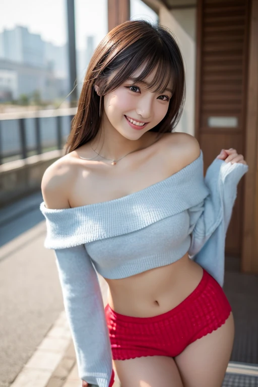 High resolution、high resolution、In 8K、Real Live Action、RAWphotographgraphy、Highest quality、masterpiece、Tabletop、Beautiful Japanese Girl、Japanese women、Cute face、((Shining Face))、((((My cheeks are red.))))、(((((Laugh shyly)))))、White skin、((Obscene content))、For adults、Porn、The allure of sex、Absurd、Small breasts、超High resolution、RAWphotograph、only、Beautiful poop、alone、whole body、twin tail hair、very nice、Knitted sweater、 mini skirt、Japanese women、Are standing、（Photorealistic：1.37）、Photon Mapping、Realistic、Radio City、物理ベースのonlyダリング、Written boundary depth、Blurred Background、photograph、hair、Thighs Thighs、Japanese ID、Sparkling eyes、Glossy Lips、Too bright natural light、Bright Sun、too Bright Sunlight、looking at the camera、Full nudity、No clothes、Take off your clothes