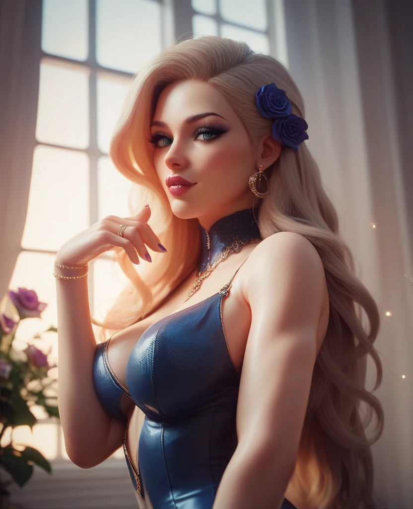hyperrealistic glamour shot of cute (Elsa:1.4) in a rebellious pin-up style, wearing a daring outfit with a mix of classic and modern elements. Her skin is adorned with vibrant tattoos that showcase her rebellious nature. Disney, masterpiece, best quality, photograph, face focus, sharp focus, photography, glowing eyes, photorealism, photorealistic, soft focus, volumetric light, simple, clean, uncluttered, modern, elegant, high quality, soft cinematic light, dramatic atmosphere, atmospheric perspective, raytracing, subsurface scattering,
