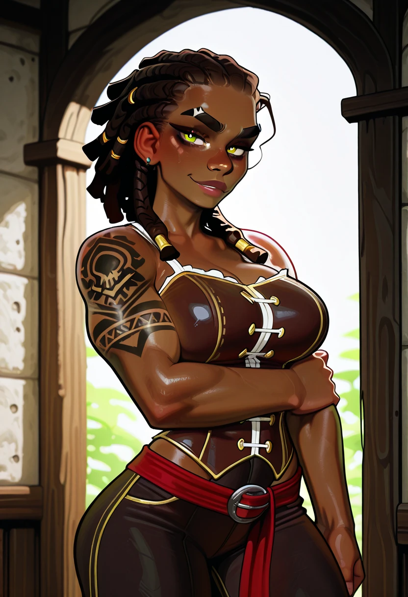 (mulheres , s, feminino,, ,Holding in your hand is a spear I shape penis and in the other hand is holding a shield shaped and vagina)) um escudo em forma de , grande um escudo em forma ,, a -shaped sword shaped like a , bonita de corpo inteiro, corpo inteiro, cabelo afro caindo para a frente, Rasta type but braided, com o corpo perfeito de corpo inteiro lindo seios perfeito lindos seios uma coxa e fina perfeita tudo negra, mulata, Morena perfeita, realista 1 9 2 0 s estilo, Estilo dos anos 1920 uma