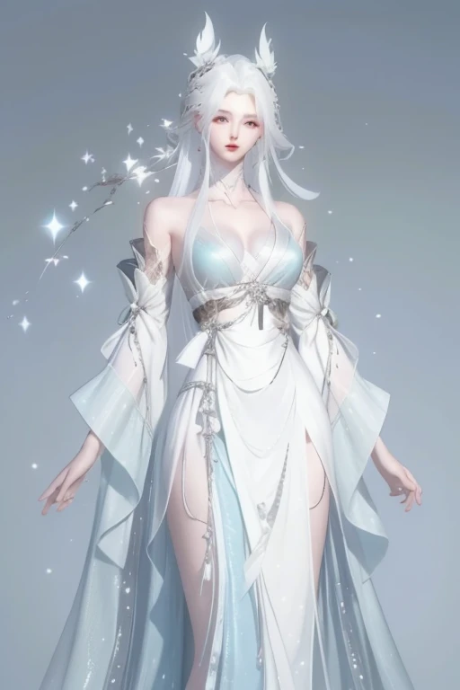 Night view,star,(White Haired Girl:1.5),((masterpiece))、(detailed:1.4)、(Backlight)(A fantastic atmosphere、Ancient capital、Amazing beauty images,((1girl))、white dust、Light and dance-like、Suspended particles), (Black Dress、Long dress with sleeves、Exposing shoulders、Off the shoulder)、(Gray hair that changes with light、length, Lustrous white hair、WHITE hair fluttering in the wind、Beautiful Bangs:1.3)、(Beautiful white and shining skin、Cheek gloss highlighter、Sexy and very beautiful and adorable face、The most beautiful face in the world、big, Sparkling blue eyes)、(Cute 25 year old girl、small beautiful breasts、Great cleavage and a tiny waist、Delicate shoulders、Perfect figure)Bust up images