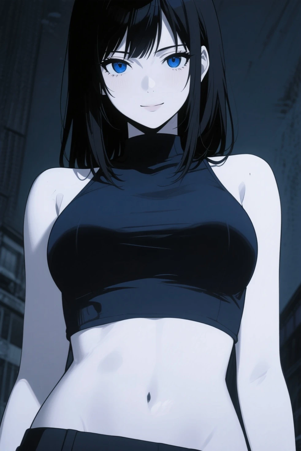 anime girl with white hair and black top posing for a picture, 1 7 - year - old anime goth girl, white haired cyberpunk girl, emo anime girl, portrait, attractive anime girl, seductive anime girl, beautiful alluring anime woman