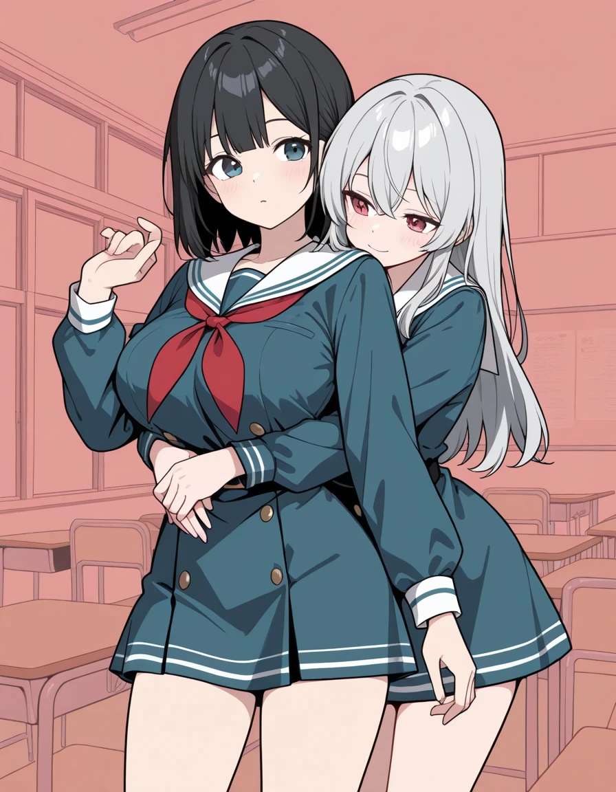 ((a colorful))、(top-quality、hight resolution、8k、​masterpiece:1.2)。Curvaceous but slender、Muchimuchi Body、mole、Eyebrows、double tooth、canine teeth、poneyTail、Fleshy lips、Muscular nose、Distant angle、portlate、Half-taken sailor suit、SFW, Realistic, masutepiece, VERY crowded subway train interior detailed scenario, VERY crowded subway train interior detailed background, Insanely hot standing (woman 1) Use something sexy ((Sailor suit)), (((Lifted skirt)), (Big ass), (molesting), (fear expression), blushed face, Ass of muscular old gentleman groping woman from behind 1,(((Muscular old gentleman man pressing chest on the back of woman 1))) And (((holding her waist behind her)))