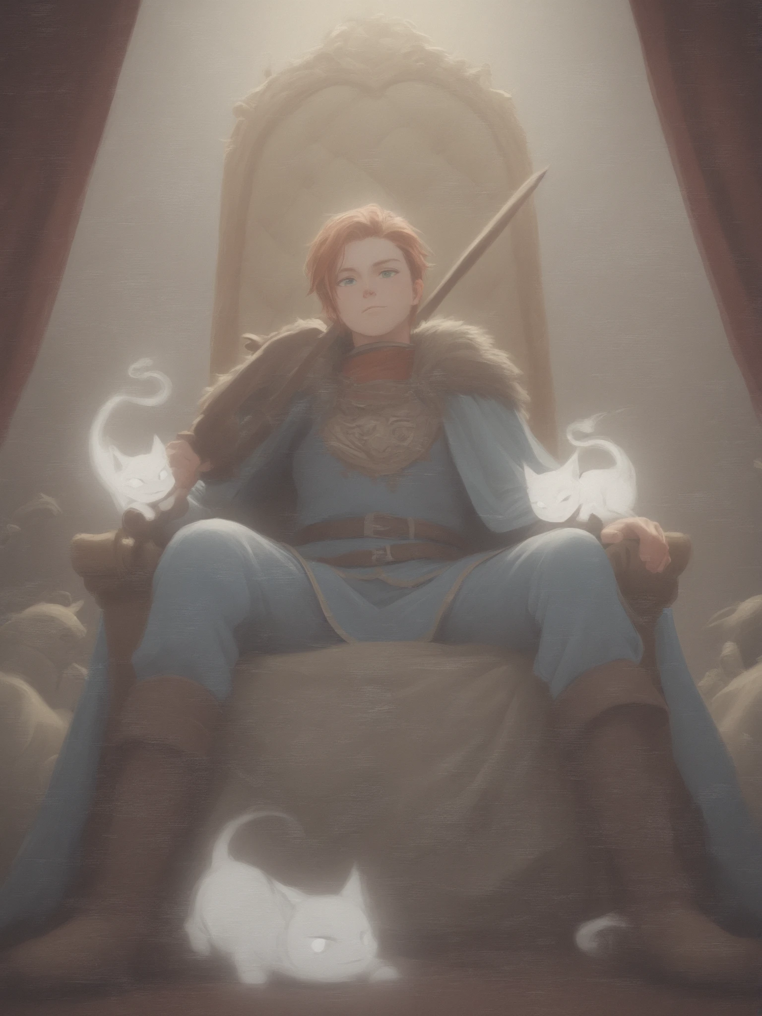 Prompt 1 (Portrait 3:4):
hyper-detailed fantasy anime style, young medieval king boy with the playful spirit of a , dressed in royal garments stitched from blankets and curtains, sitting on a throne made of toys, wooden sword in hand, surrounded by floating magical toys shaped like knights, dragons, and horses, soft glowing light, imaginative dream-like setting, mid-shot from low angle --ar 3:4 --s 0 --v 6.0 --style raw