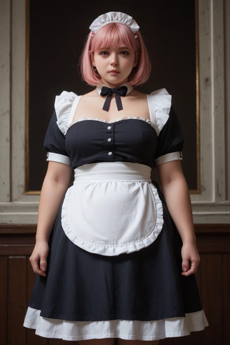 Rating 9,rating 8 or higher,rating 7 or higher,Source anime,masterpiece,high quality,high resolution,boobgasm,Plump body,Jeda style,Vivid Colors,CivChan,Purple eyes,Pink hair,the maid outfit, dynamic pose ,sobu