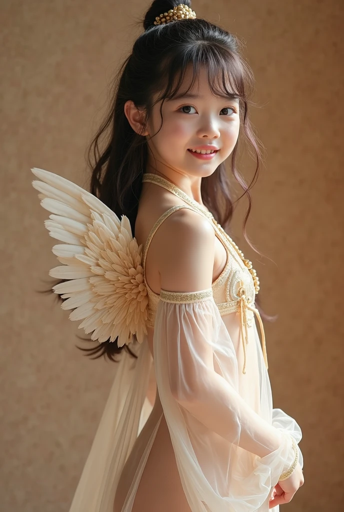 ((6-year-old naked, shaved elementary school princess)),An angelic, young smile,Shaved crotch
