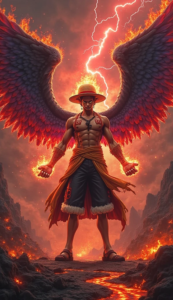 Illustrator luffy god nika flaying siluet
