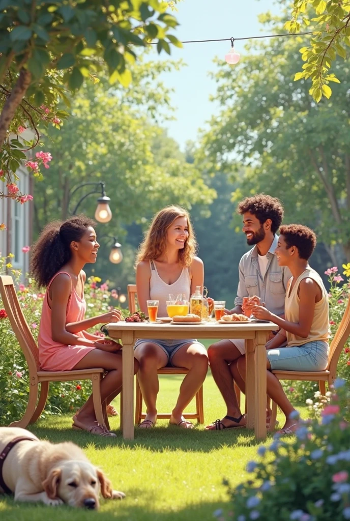 Italy. NSFW. Create a highly realistic scene set in the sunny courtyard of a country house, with two Italian teenagers and an 8 year old gig breakfast on a hot morning.
The two 12 year old girls, ller and more mature looking, they are sitting at a rustic wooden table. They wear summer clothes: tank tops and shorts. One has shoulder-length brown hair tied in a loose ponytail, and the other has short, wavy blonde hair. Their expressions are bright and cheerful as they engage in lively conversation.
The 8 year old girl is also sitting able, shorter and smaller. She has long wavy brown hair tied with a ribbon and is dressed similarly in a tank top and shorts. His face lights up with a smile as he looks at the older girls, clearly enjoying the moment.
On the table in front of them are plates with slices of toast with butter and jam, cups of coffee with milk and a small jug. The girls are eating and drinking, their gestures are natural and relaxed.
The courtyard is bathed in bright morning sunlight, creating a warm and inviting atmosphere. The wooden table and chairs are placed on a stone-paved patio, with some colorful potted plants adding a touch of green. Behind them, the scene extends to lush green fields and dense forests, creating a picturesque rural setting. The edge of the courtyard is bordered by a low, rustic stone wall, beyond which the vibrant landscape of fields and woods extends under a clear blue sky.
This scene captures the serene and joyful moment of a family breakfast, with the two teenagers and the youngest girl savoring the meal in the serene and idyllic setting of their country house.