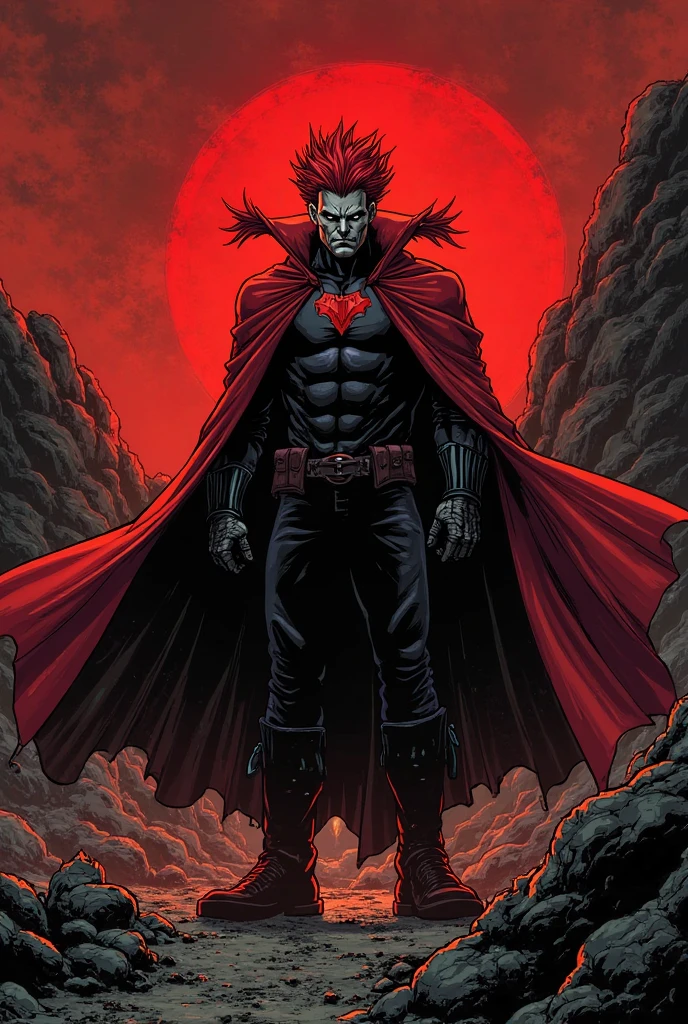 a king wearing a glowing crown , red cape , standing