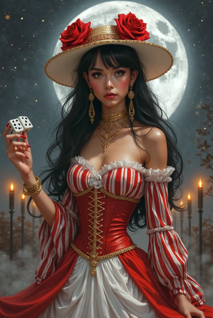 do similar, western woman, red lipgloss stick, at beach, playing cards in hand