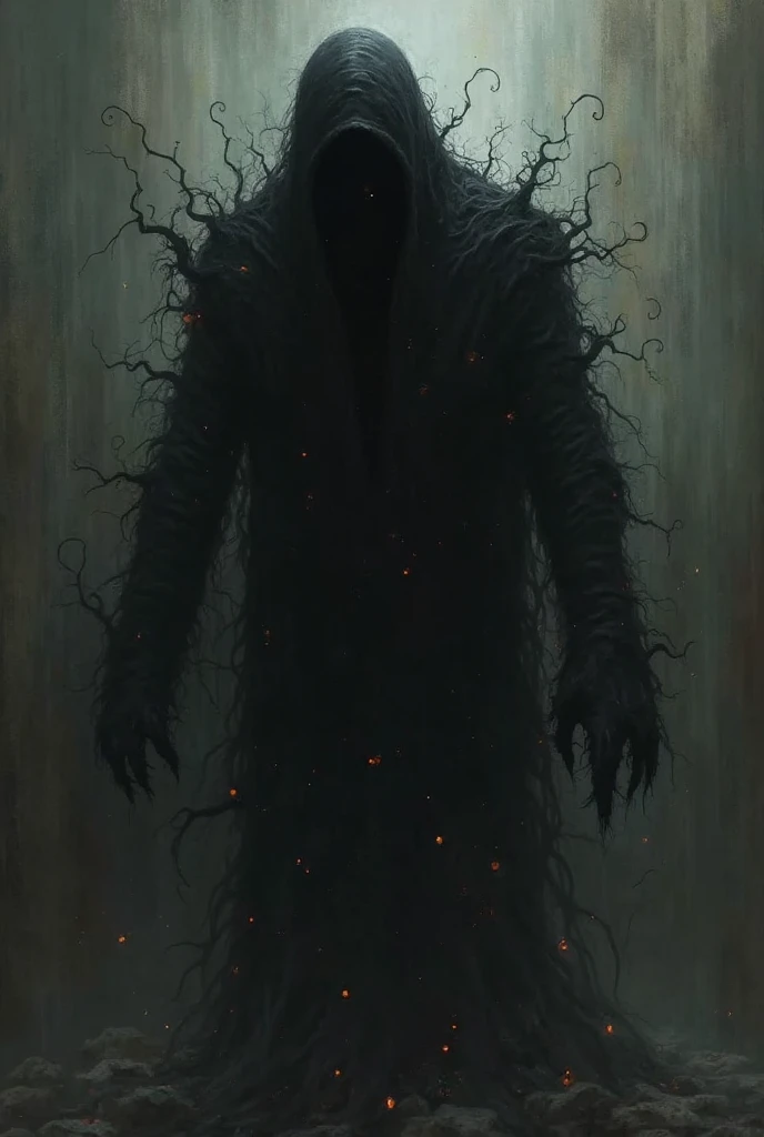 A sinister, watchful shadow with multiple eyes on its body, highy detailed, dark ages