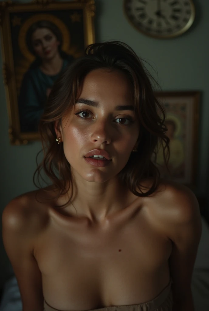 18mm lens, wearing elegant necklace, (((ultra detailed ))), She is completely naked, she is nude. ((Medium shot)), sun kissed:1.3, medium shot:1.5, The focus of the image is her slim, naked body, red carpet:1.5, (she posing for a photograph) nude:1.5 standing on the red carpet, she is very happy, smiling, she has light brown eyes, the camera is 18mm, smile:1.5, arched back, nsfw:1.5, Nude:1.3, ((Front)), (((mid shot))), paparazzi:1.2, with legs wide open, Foto hiperrealista, masterpiece:1.5, best quality, (photorealistic:1.4), full body, (narrow waist, wide hips:1.2) and (naked:1.2), posing:1.5, (((location is the red carpet at a move premiere, (red carpet at Oscars awards ceremony), cinematic lightbeautiful woman, skinny, small breasts, short blonde hair, detailed face, smile, facing the camera, photo taken mid shot, age of 20 years old, bokeh, narrow waist, wide hips, smoky eye shadow, glamour makeup, she is very athletic, minimal body fat, striking a confident pose on a Hollywood red carpet, Surround her with flashing camera lights and an aura of glamour. Capture the essence of her star power and magnetic presence in this full-body illustration. Narrow waist, wide hips, visible nipples, visible vagina, she is wearing a stunning necklace, glamour makeup