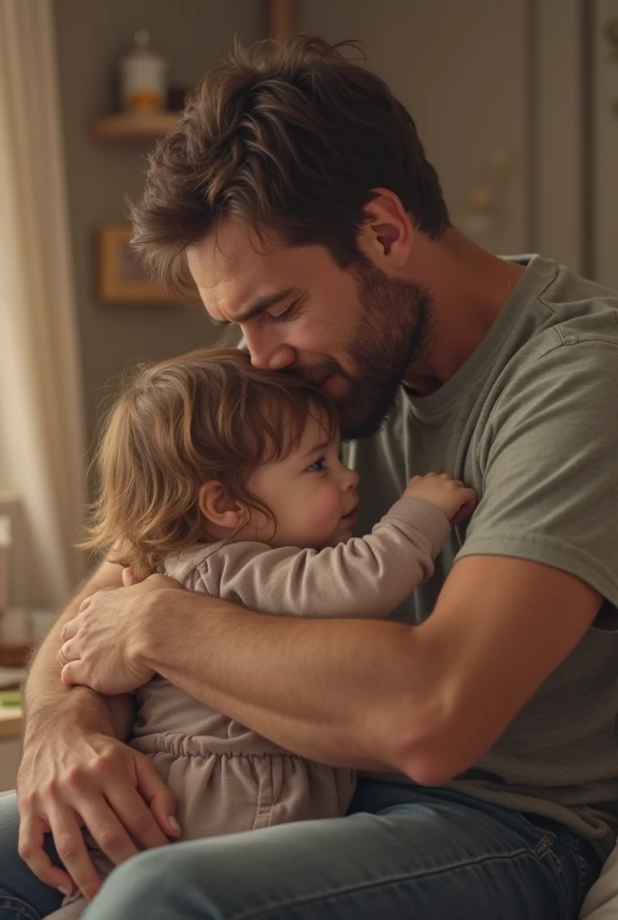 a hairy man kissing an underage boy
