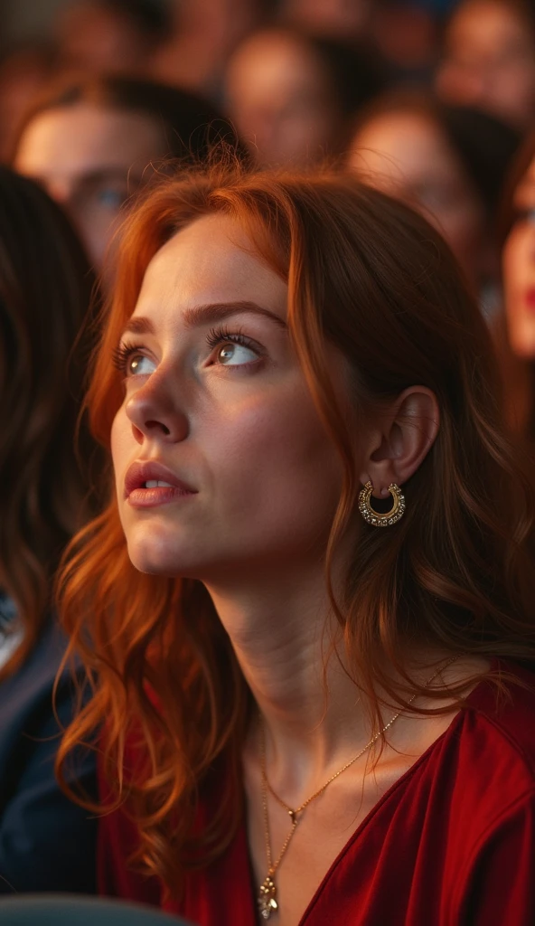 Red haired woman watching the show 