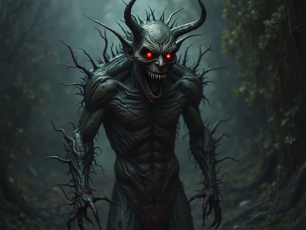 a grotesque anamorphic warrior, angry eyes, crazy expression, violent figure, degeneration without purification, intricate details, highly detailed, dark fantasy, concept art, cinematic lighting, dramatic pose, moody atmosphere, chiaroscuro lighting, digital painting, 8k, photorealistic