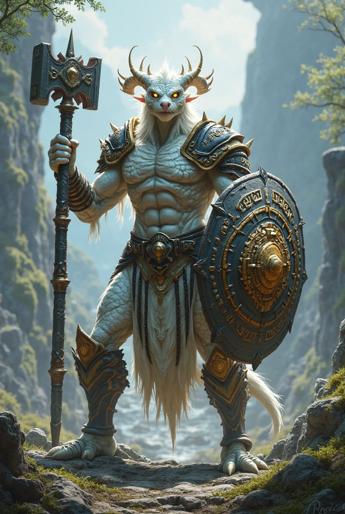 ultra-detailed, masterpiece, masterwork, high quality, best quality, hdr, (nature), nsfw, male, solo, dragon, ((nude)), (little white body minotaur), chibi, (long silver hair, yellow eyes), standing, dynamic angle, (micropenis, foreskin, perfect balls), public hair