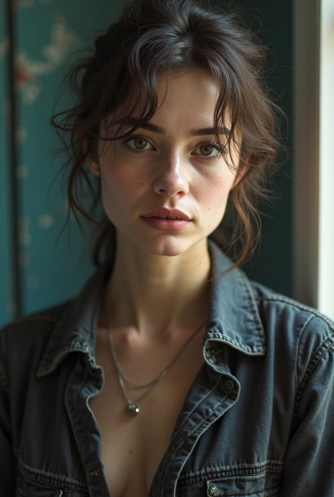 brookemonk, (close-up, editorial photograph of a 19-year-old woman from the 1990s), (highly detailed face:1.4) (pensive:0.7) (background inside dark, private study:1.3) POV, by lee jeffries, nikon d850, film bank photography,4 kodak portra 400, camera f1.6 lens, rich colors, hyper realistic, realistic texture, dramatic lighting, cinestill 800, full body, long shirt, living room, well lit, freckles, moles on the body, cute ???????, long straight brown hair, perfect thighs, thigh gap, blue eyes, kneeling, slender body, downblouse