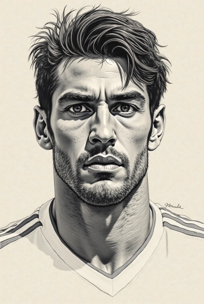 Create a Sketch of Ronaldo and Type Aman on right corner 
