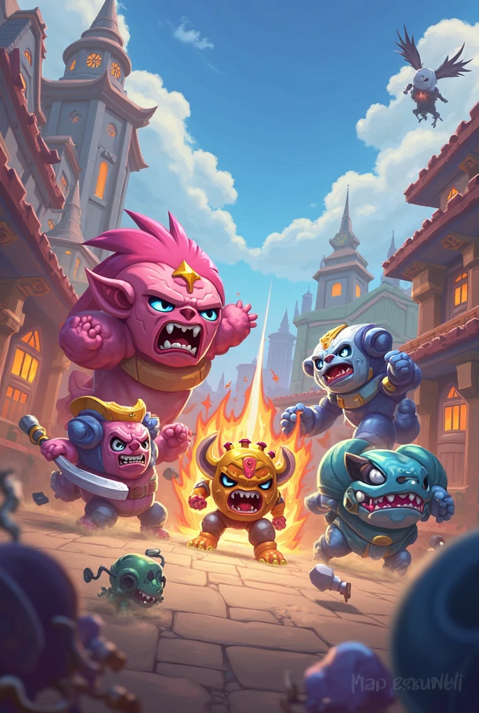 goblins, medieval demons, goblins, korean mythology, goblins partying at a rave, oni, barong family, goblins and trolls, kobold, red horns, fighting monsters, tribe members attacking, devils, dnd party, journey to the west, traditional art