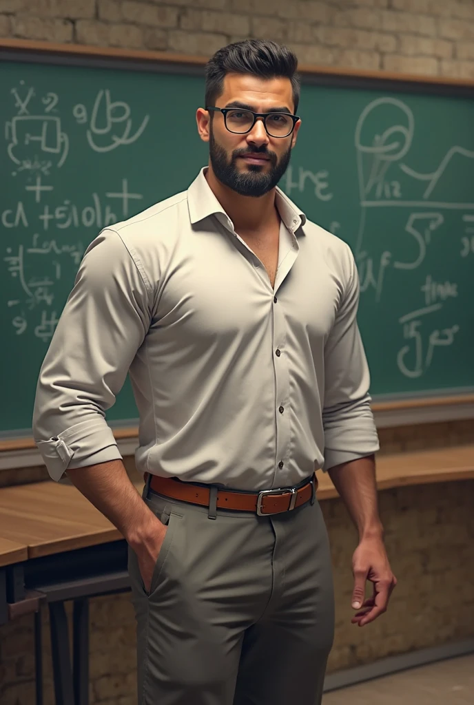 Handsome indian GURJAR man, standing in classroom, His perfect( big huge penis) is (coming out) of his pant,masterpieces