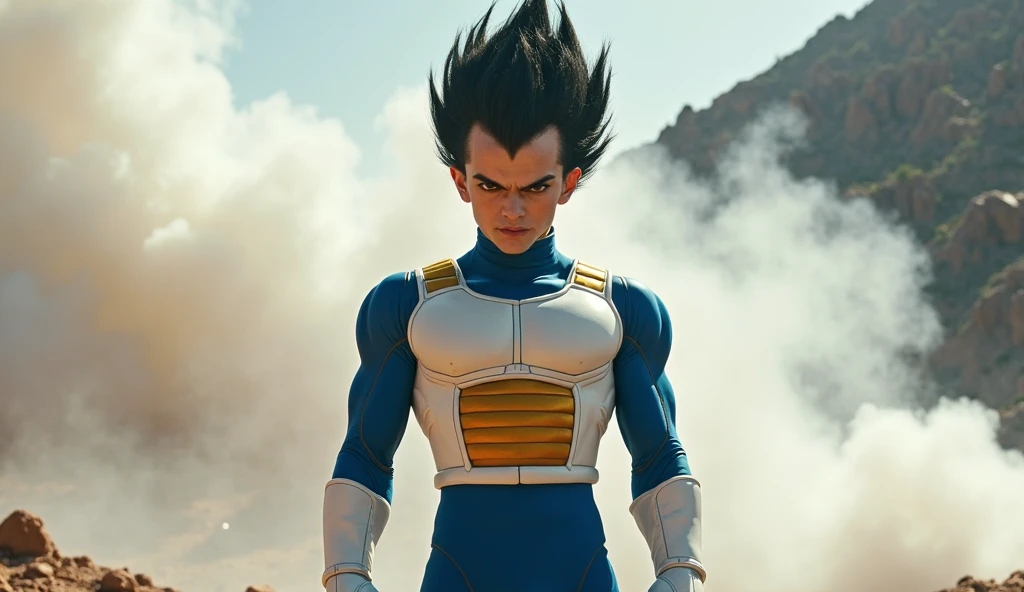 (high detailed skin:1.2), serious, looking at viewer, black spiked hair, black eyes, armor, white gloves, RAW photo, vegeta, 1boy, small details, photorealistic, ultra-realistic photo, 8k uhd, dslr, soft lighting, high quality, film grain, ((masterpiece)), 8k, HDR, highly detailed, professional