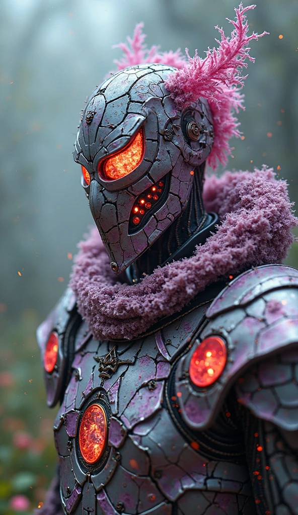 Pink colored <lora:BarbieCore:0.9> BarbieCore portrait, solo, upper body, detailed background, detailed face, (<lora:GothicHorrorAI:0.5>, gothichorrorai, gothic theme:1.1), Blue winter warrior, stoic expression, paladin, dynamic pose, heavy armor, cape, floating ice shards, ice crystals, arctic winter, snowy background, mountain in background cinematic atmosphere,, (shiny plastic:0.8), (pink plastic:0.9), (masterpiece:1.3) RAW photo