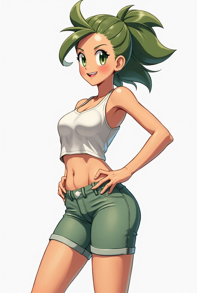 short green pants, back view
