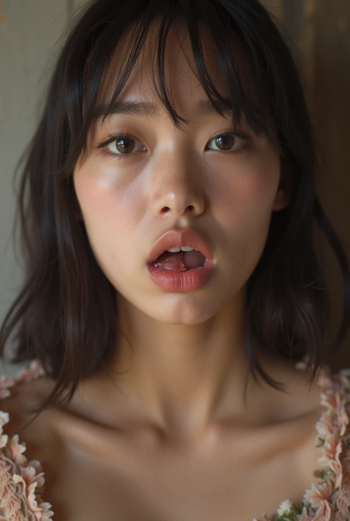 Highest quality,masterpiece,Very detailed, 8k,Beautiful 25 year old Japanese woman:1.5, blunt bangs, Small face, Detailed very smelly armpits、 Sticking out tongue