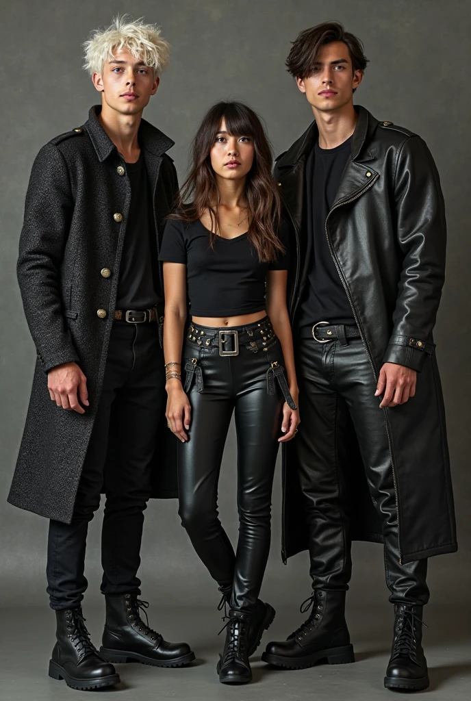 Man and woman walk side by side at night in a park. They wear rocker or leather and jeans for a book cover of paranormal romance and underworld style comedy the movie