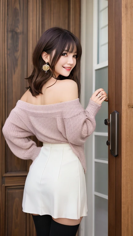 High resolution、High level image quality、In 8K、real live action、RAWphotographgraphy、highest quality、masterpiece、table top、beautiful japanese girl、japanese woman、cute little face、((shining face))、((((My cheeks turned red))))、(((((laugh shyly)))))、white skin、((Obscene content))、For adults、porn、the charm of sex、absurd、small breasts、超A high resolution、RAWphotograph、only、beautiful feces、alone、whole body、twin tail hair、very nice、knit sweater、 mini skirt、japanese woman、Are standing、(Photoreal:1.37)、photon mapping、realistic、radio city、Physically based only daling、Depth of written boundary、blurred background、photograph、hair、thighs、Japanese ID card、sparkling eyes、glossy lips、too bright natural light、bright sun、too bright sunlight、looking at camera、full nude