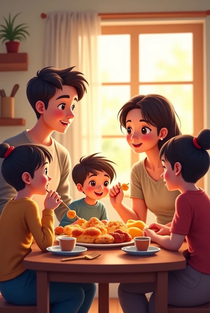 Chat create a drawing with the theme of food and family health basic drawing
