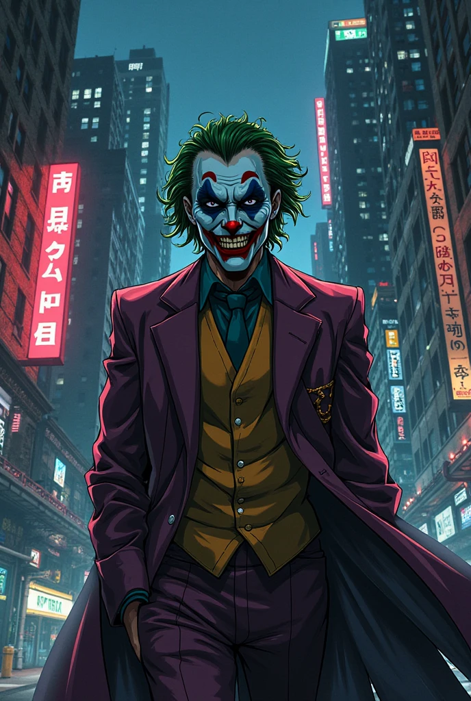 Old style marvel comic book cover ,with a character with clothes from Deadpool pants, Joker jacket, face with clown makeup, white hair, with title of "vingator"