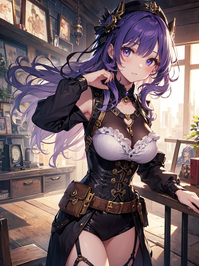 (masterpiece、top-quality、hight resolution、Unity 8k、extremely details CG:1,Best Picture), A woman who has spotted a threat, her body poised for immediate action. Her eyes are wide and locked on the danger, and her expression is fierce and determined, ready to defend herself. ggdizzy, hair ribbon