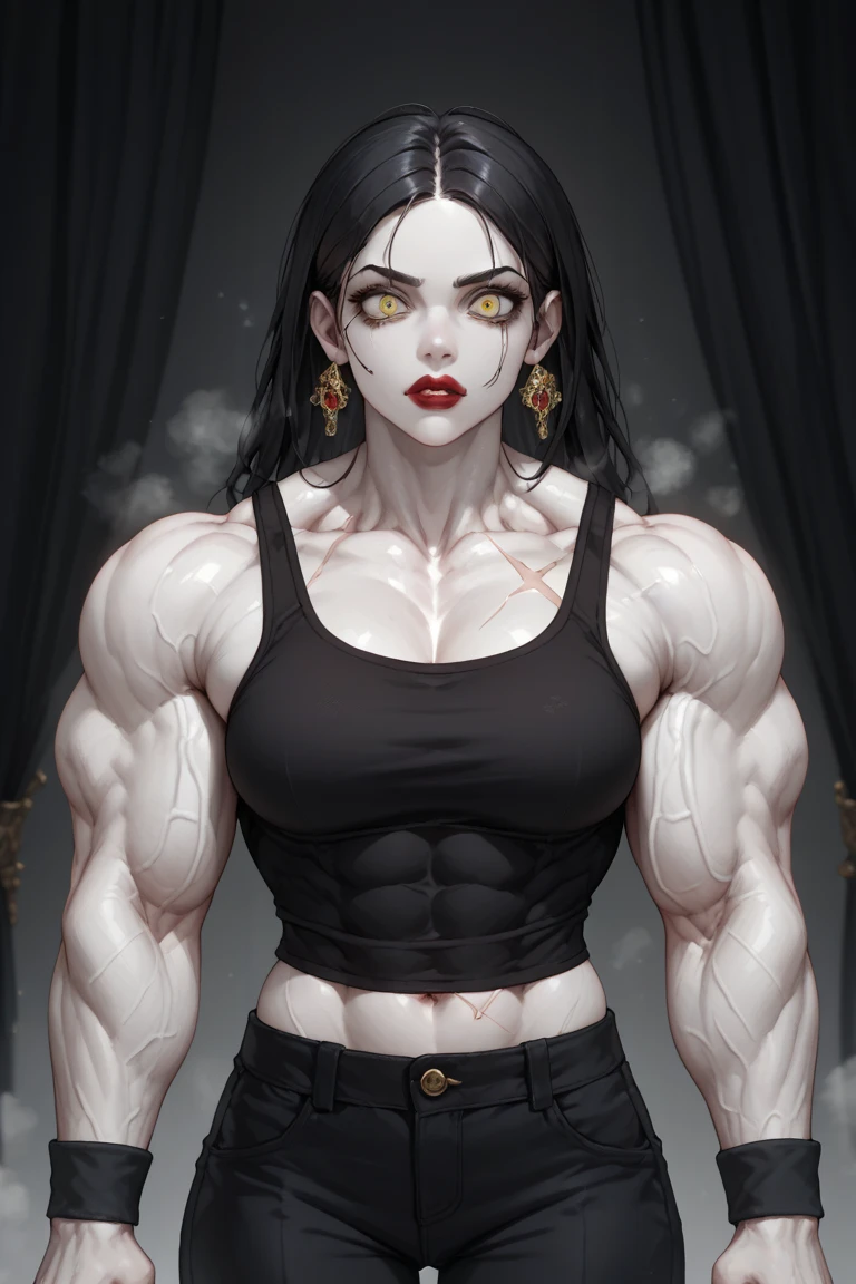 ((girl:1.5)), masterpiece, best quality:1.2, ((muscular:1.3)),((creepy_face:1.5)), ((horror:1.5)), ((creepy:1.5)) ((big_muscle:1.5)),(dry_muscle)),((huge_muscle:1.5)), Ghost, ,monster, ((creepy house)), ((fang)), ((creepy )),(Masterpiece, best quality:1.4), (photorealistic:1.3), ((scary ghost)), halloween mood, spook, creepy scenery,dark element, black suit,demon,upper_body,((dark:1)),(Masterpiece, best quality:1.4), (photorealistic:1.3),  ((scary ghost)), halloween mood, spook, creepy scenery,fullbody