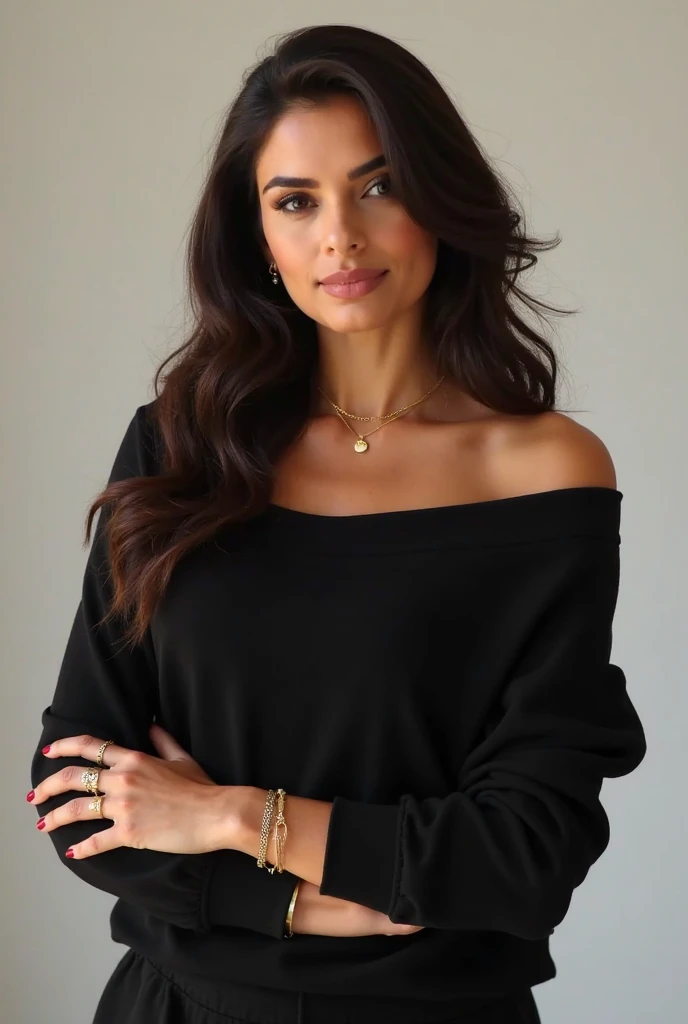 maranda, blue eyes, blonde hair, jewelry, necklace,veil, mask,sharp gloves, wearing off shoulder sweater, small breasts, yellow sweater, black leggings, looking at viewer, smiling, standing, medium shot, inside mall, crowd, bright lighting, high quality, masterpiece,  <lora:mothermaranda:.8>