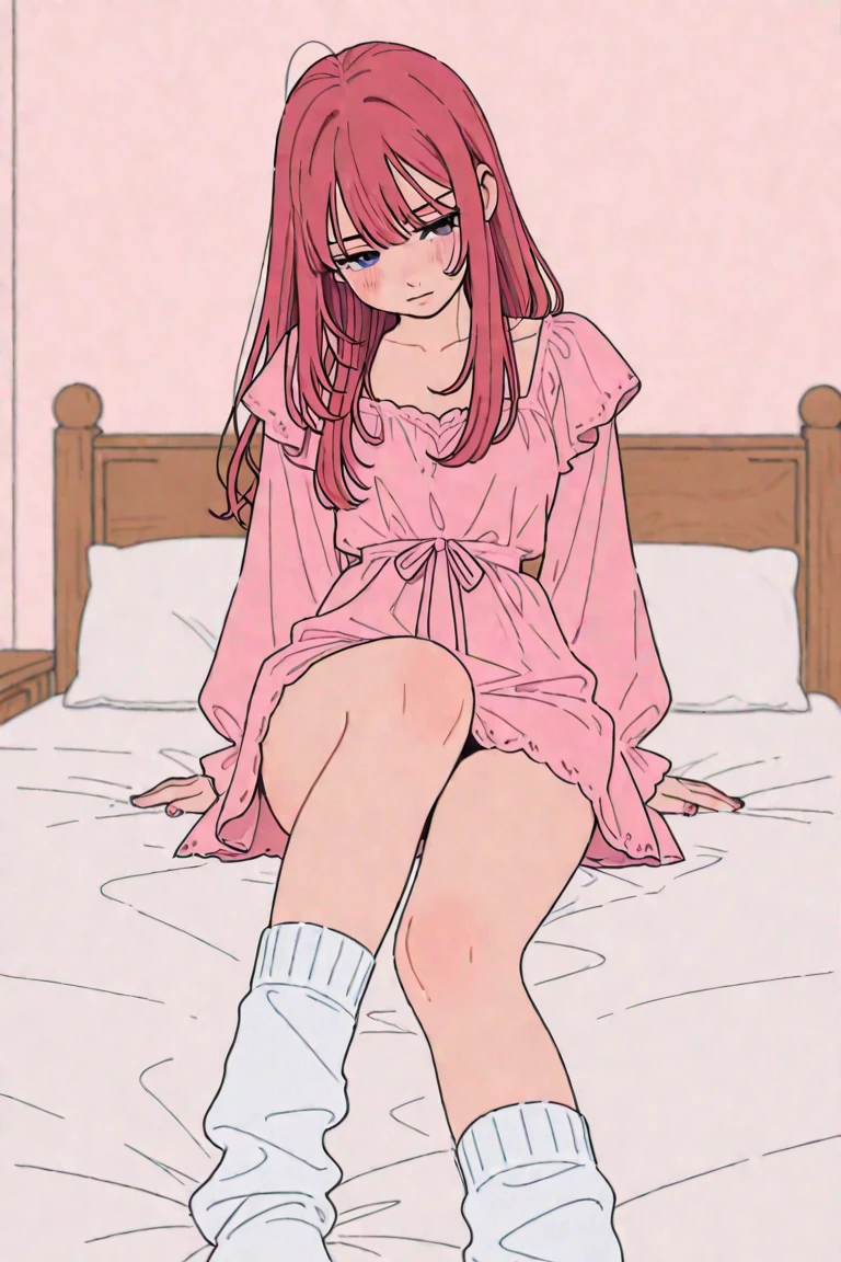 (masterpiece, best quality), 1girl, beautiful face, <lora:1657763628990257042:1> AGGA_ST003, human_feet, bed sheet,
