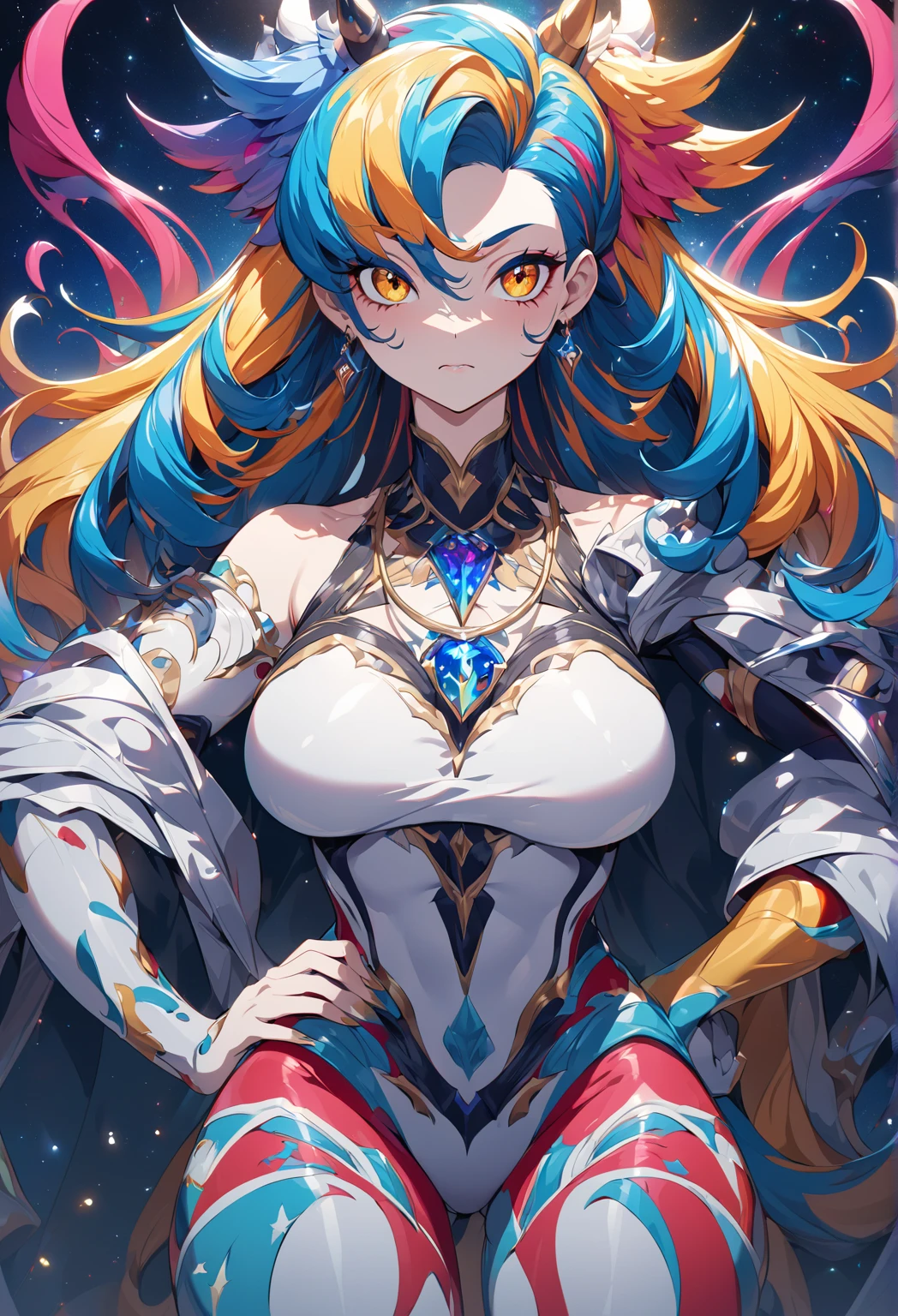 1girl in, Blue hair, sharp blue eyes, she is a dragon girl