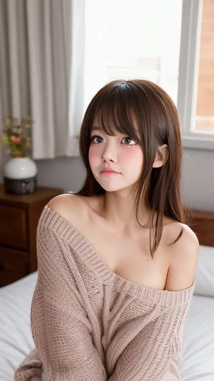 Japanese girl、Wearing a jacket, Long Hair, Cyberpunk Red Green Background、(((Upper body naked))),smile、Round face,Big eyes, Round eyes、No makeup