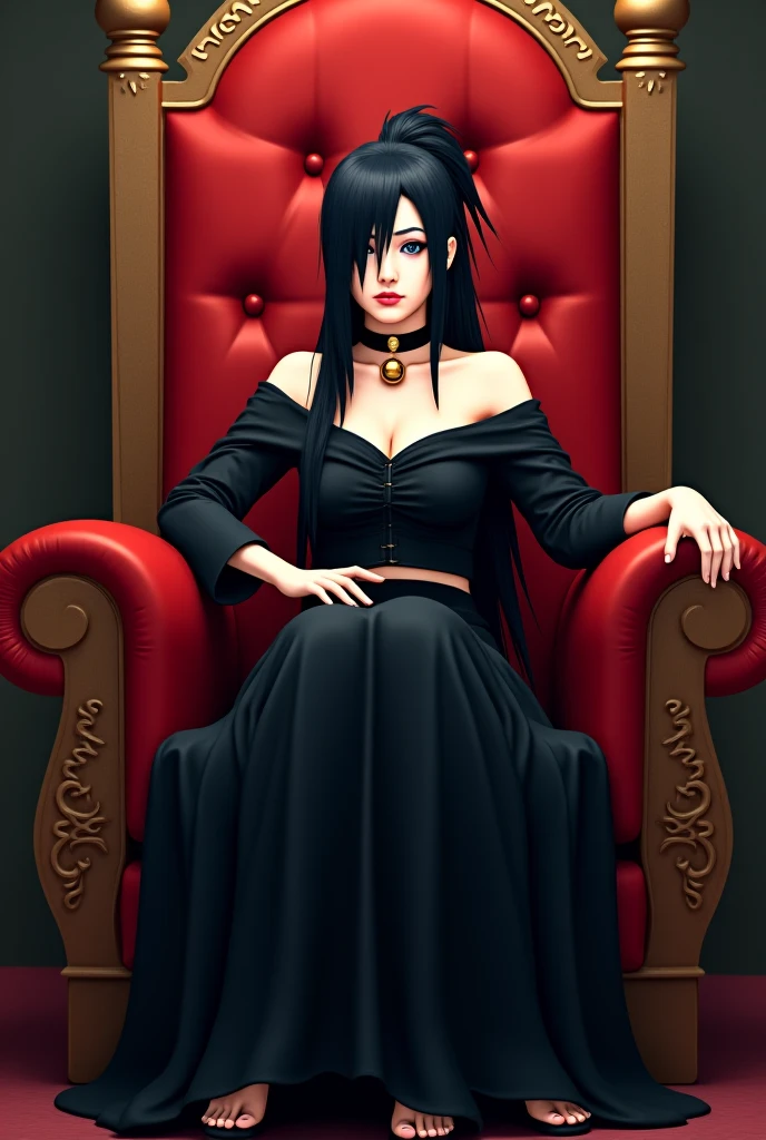 manwh4, manwha, manwha_style, manwha_source, tattooed woman in a throne, black suit, savage, draw,